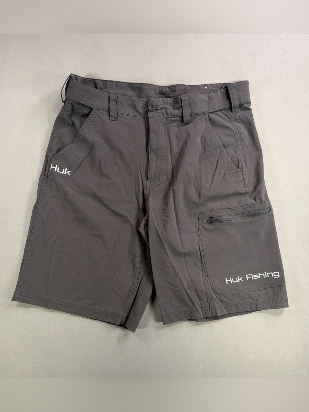 Huk Charcoal Gray Fishing Cargo Shorts